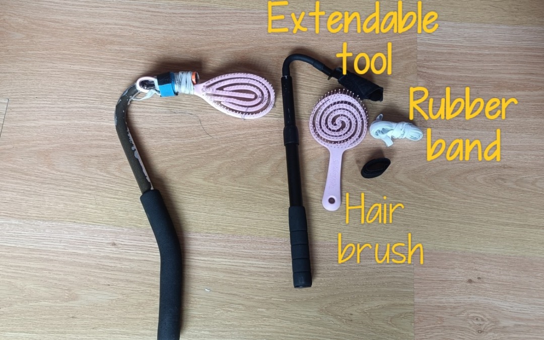 Curved and Extended Hairbrush
